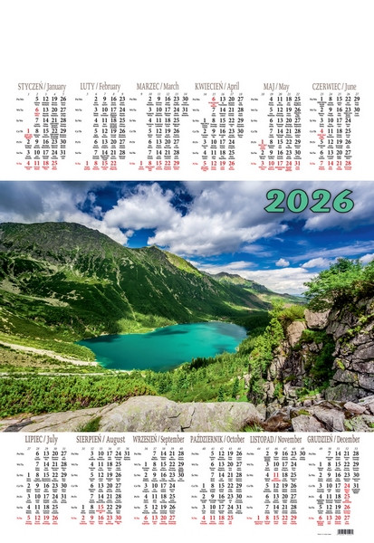 Kalendarz jednoplanszowy A1 Beskidy MIX